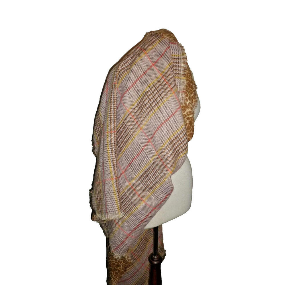 Melrose and Market Scarf Women Large‎ Multi Excellent Reversible Plaid NWT